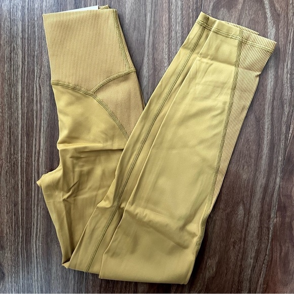 Offline by Aerie Ribbed Hi-rise Leggings Sz XS Marigold Mustard Brown - Picture 4 of 5